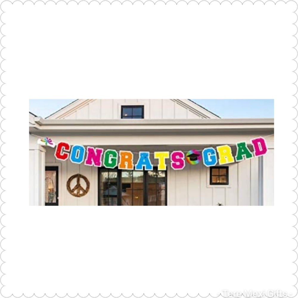 DAZONGE Colorful Letters Graduation Banner, Congrats Grad Banner for Graduation